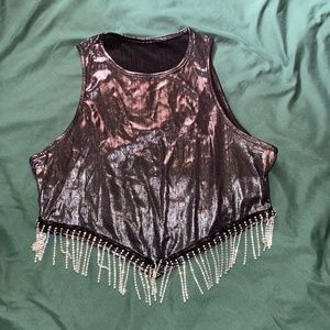 Metallic Fringe crop top